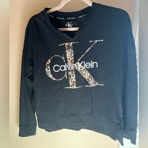 Calvin Klein Black and Leopard Print Women's Sweatshirt size S